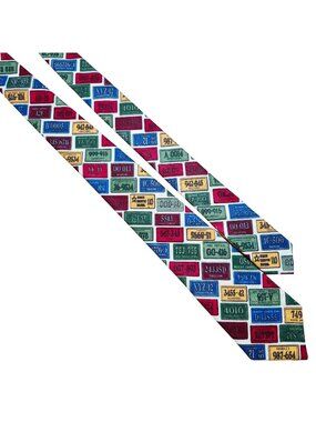 License Plate Print Necktie By Elizabeth Hand Made